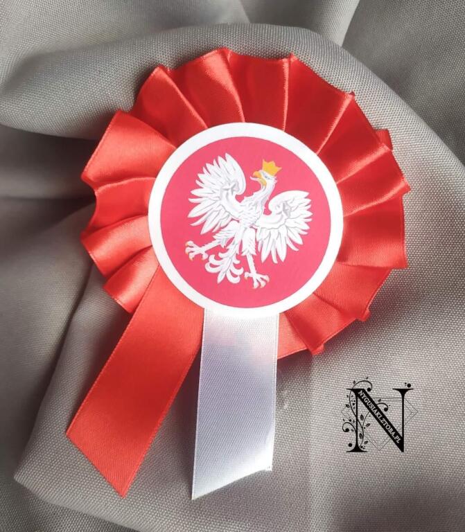 Kokarda narodowa rozeta czerwona kotylion