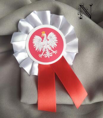 Kokarda narodowa rozeta biała kotylion