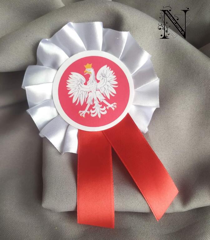 Kokarda narodowa rozeta biała kotylion